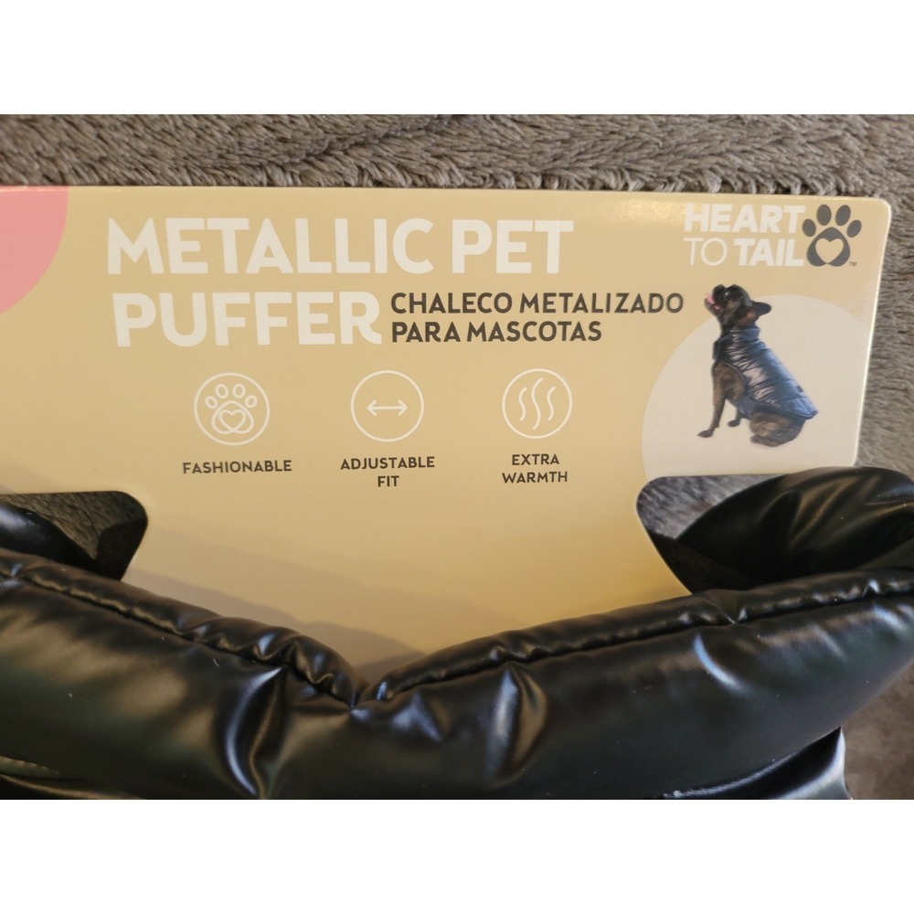 Heart To Tail Black Metallic Pet Puffer Dog Jacket sz Small ***NEW*** - Picture 4 of 10